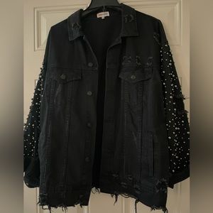 Sunset and Spring oversized ladies distressed denim jacket.